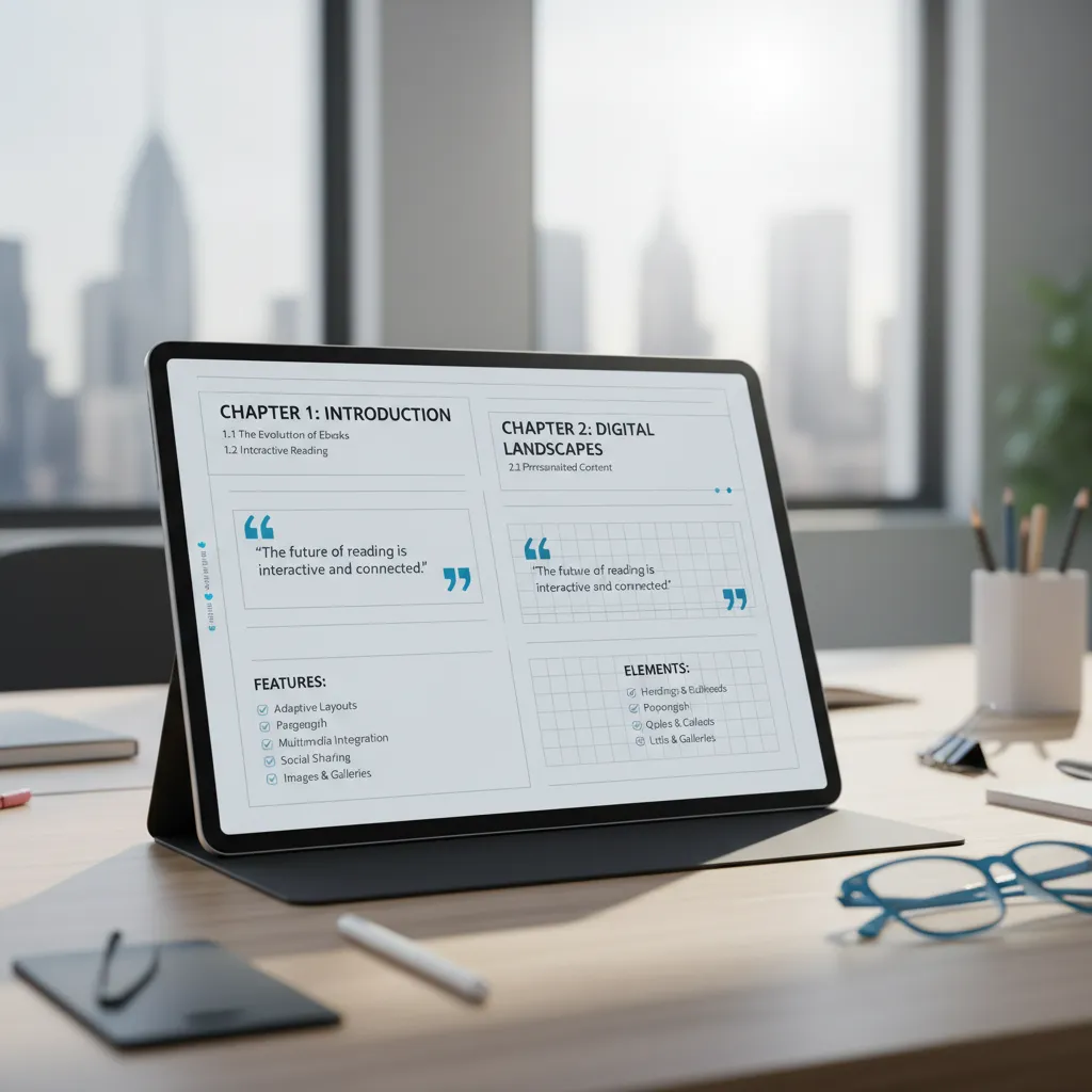 Estructura visual de un ebook con secciones y jerarquía