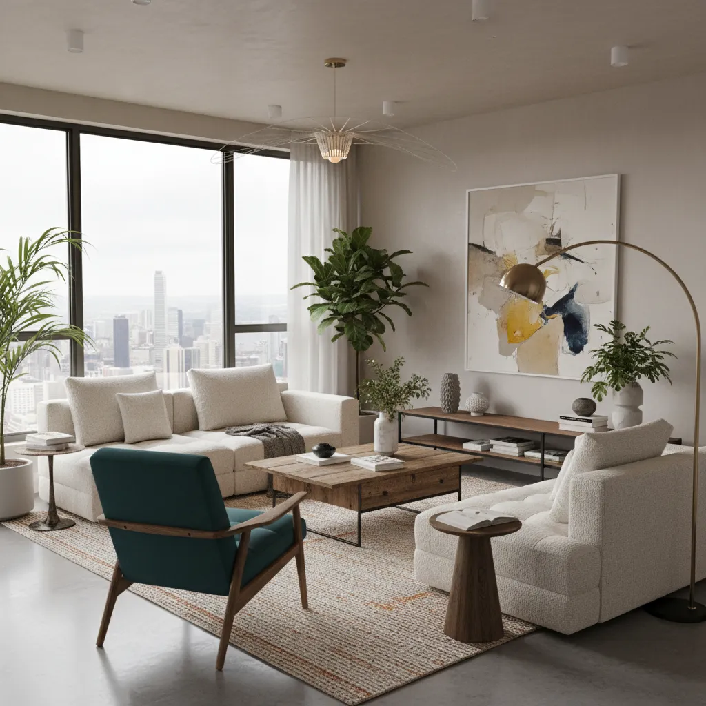 Render 3D de un interior ecléctico antes de la ejecución del proyecto