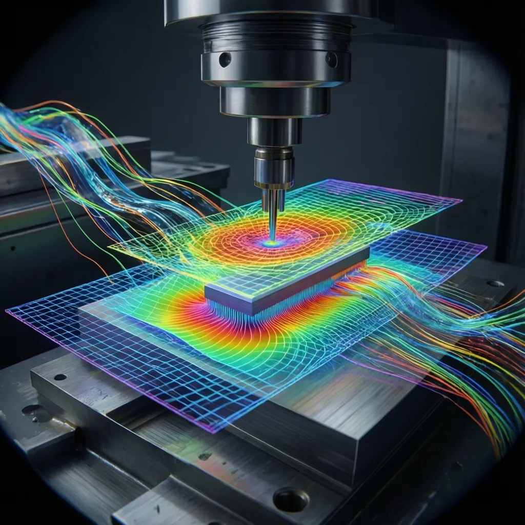 Multiphysics ECM simulation model showing current density and electrolyte flow