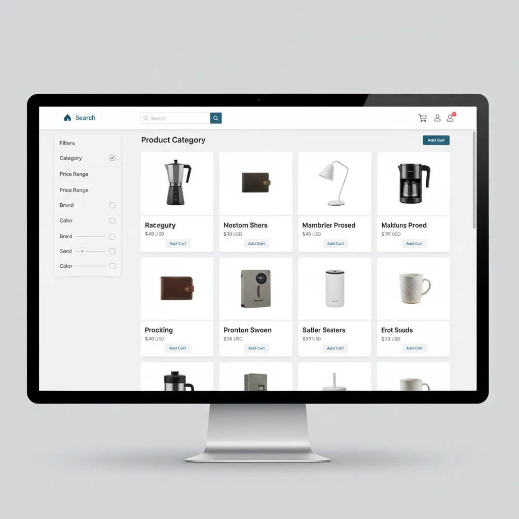Ecommerce category page showing structured product grid and filtering sidebar