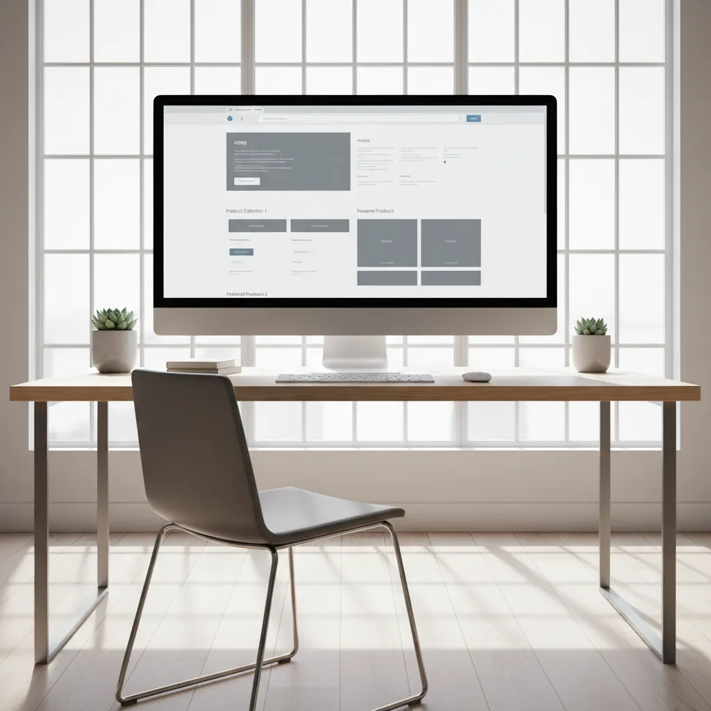 Ecommerce homepage layout showing hero banner product collections and navigation sections