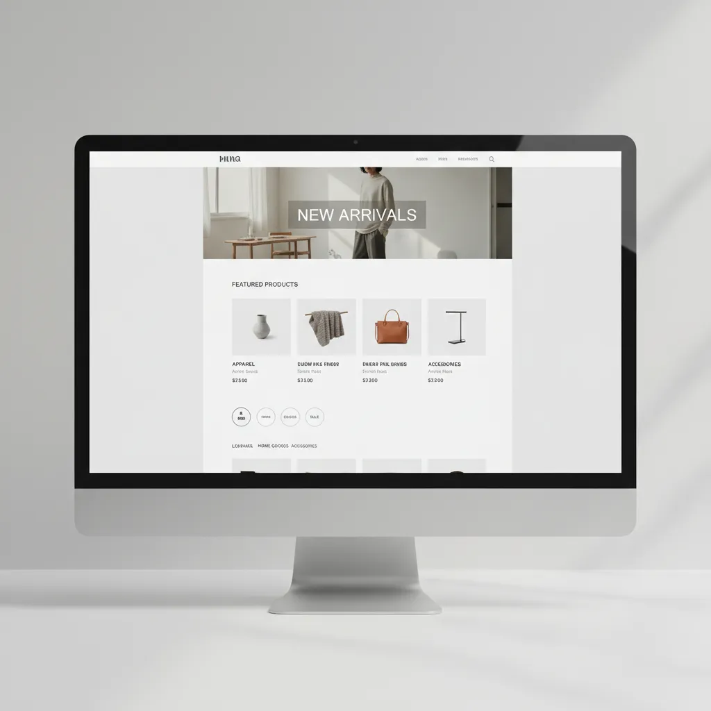 Example ecommerce homepage structure with hero banner and featured product sections