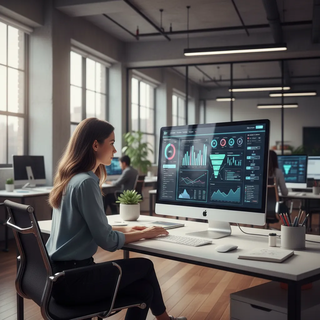UX designer reviewing ecommerce website layout and analytics dashboard