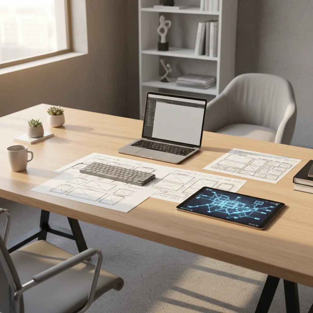 Designer mapping ecommerce site structure and navigation planning workflow