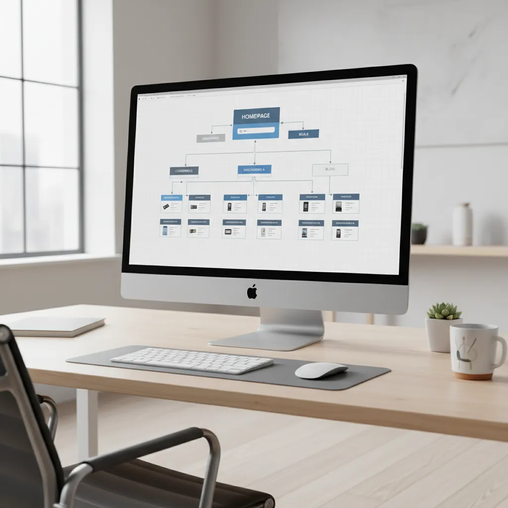 Diagram showing ecommerce site navigation structure with categories and product pages