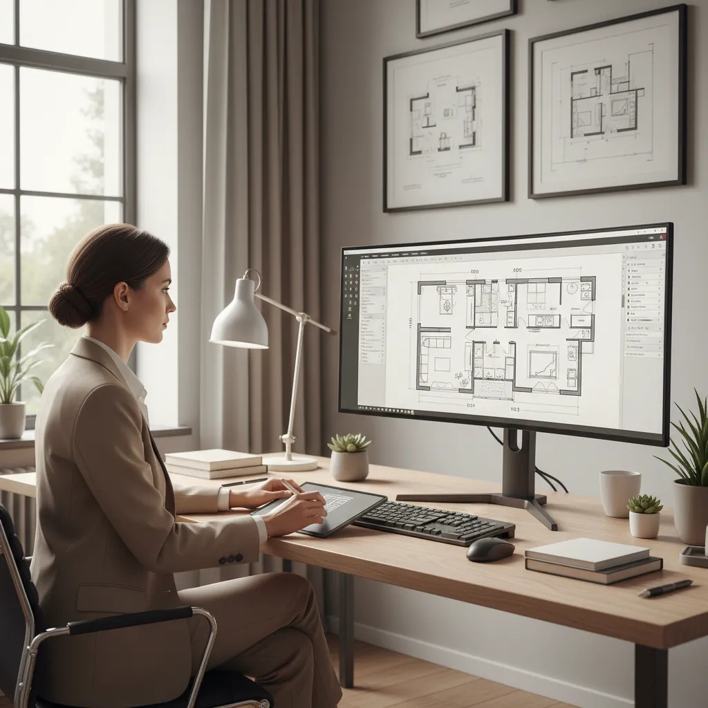 designer editing automatically generated floor plan on computer