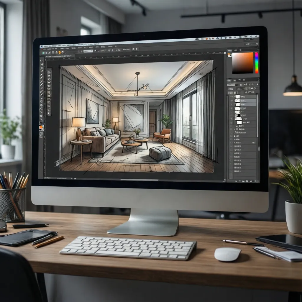 Editor de plano digital creando la distribución de una habitación