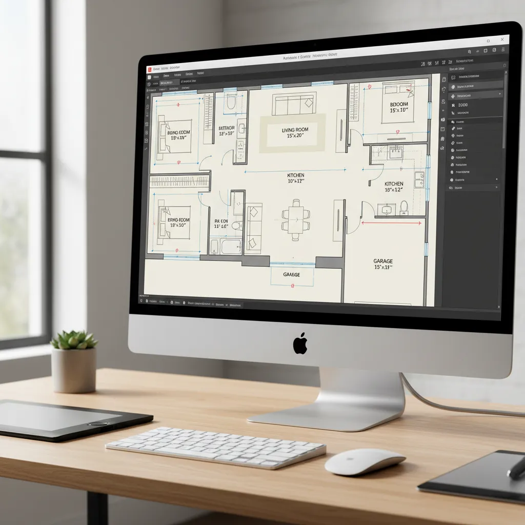 Editor de planos de casa en 2D en un software de diseño arquitectónico