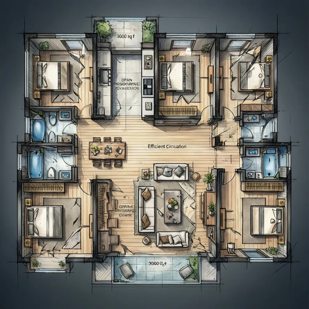efficient 3000 sq ft house floor plan layout