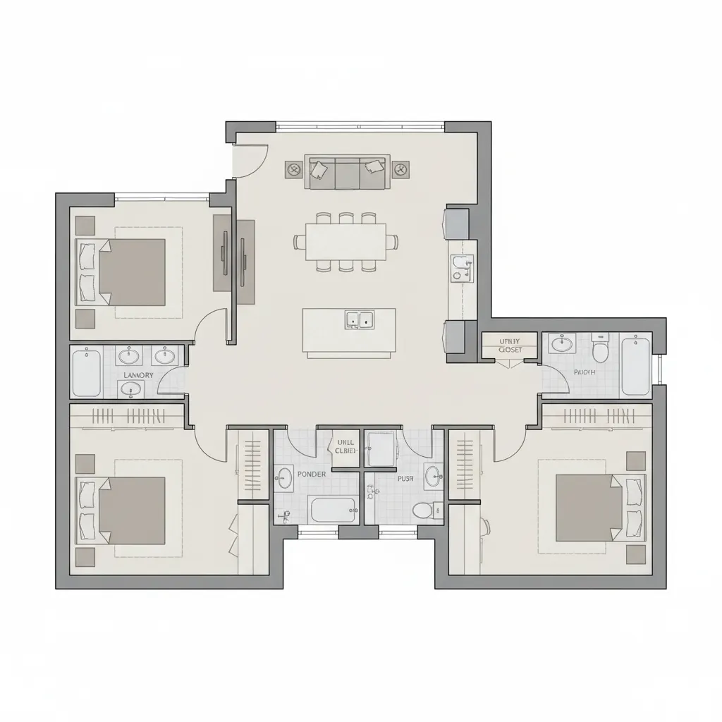 efficient residential floor plan demonstrating optimized space planning