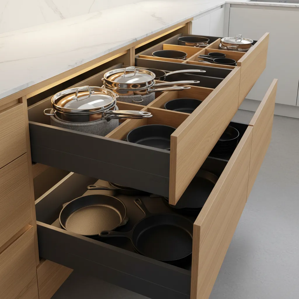 deep drawer kitchen storage system improving organization in medium kitchen