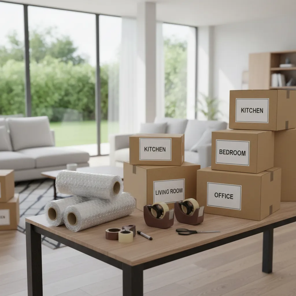 efficient packing method with labeled boxes and protective materials
