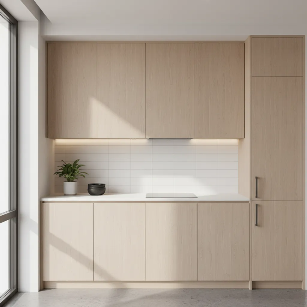 Small kitchen with efficient cabinet layout and optimized storage