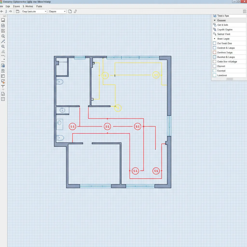 Layered CAD interface showing separated electrical and architectural layers