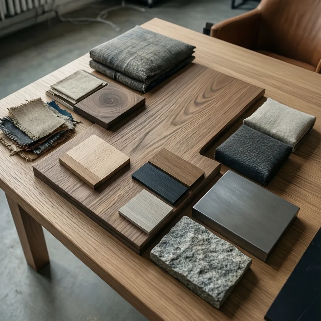 Muestras de materiales y colores utilizados en diseño interior