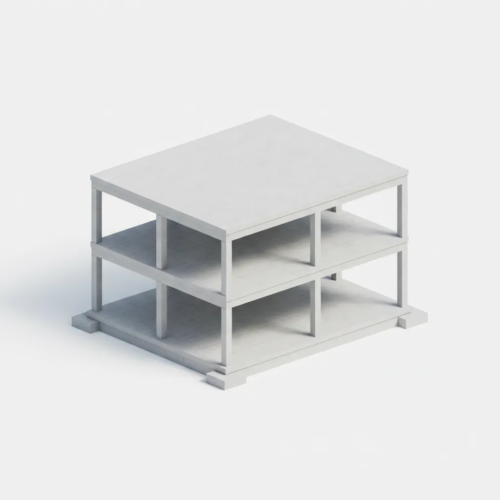 Diagrama de columnas vigas y losa en una casa de dos pisos