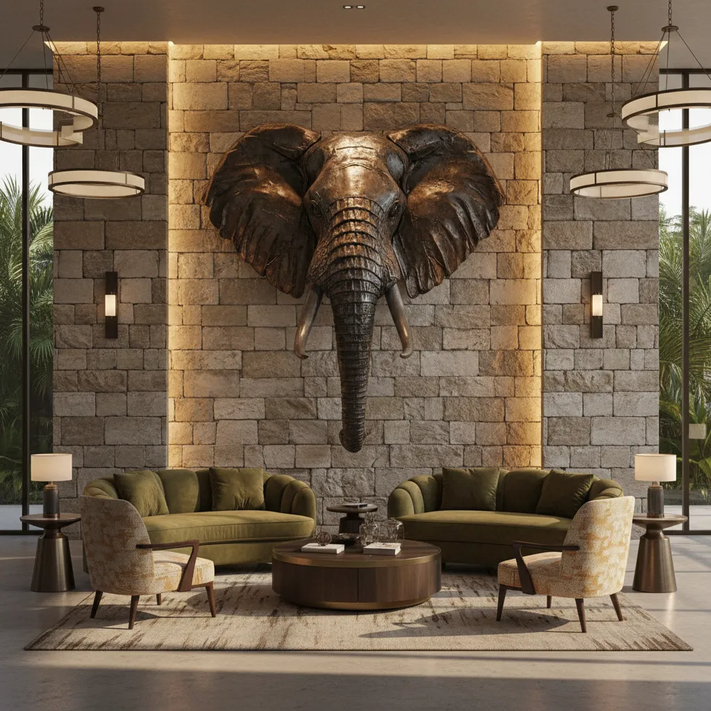 Elephant Head Wall Decor in Hospitality and Commercial Interior Design
