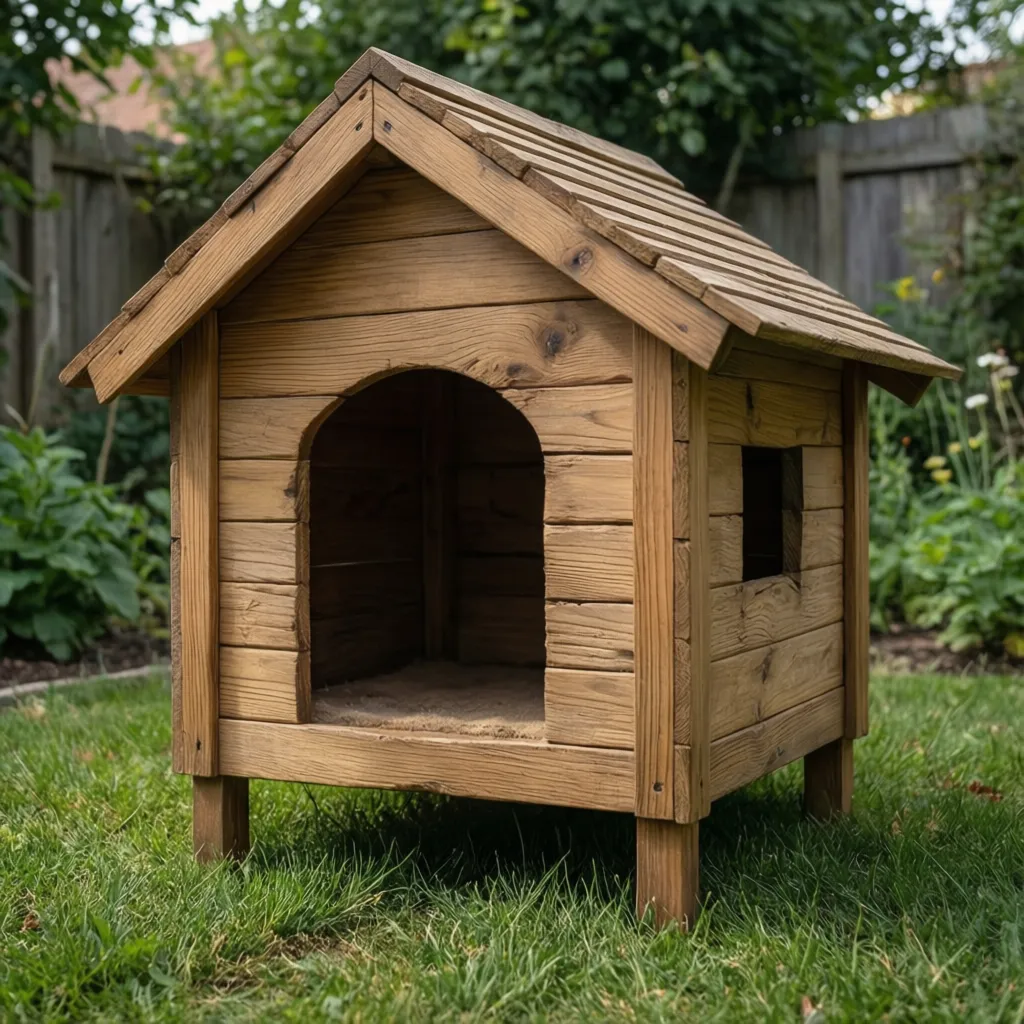 Casa para perro elevada con patas de madera