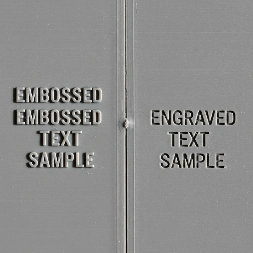 raised and engraved text comparison on a 3D printed surface