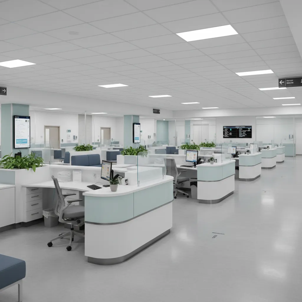 emergency department layout with multiple triage stations