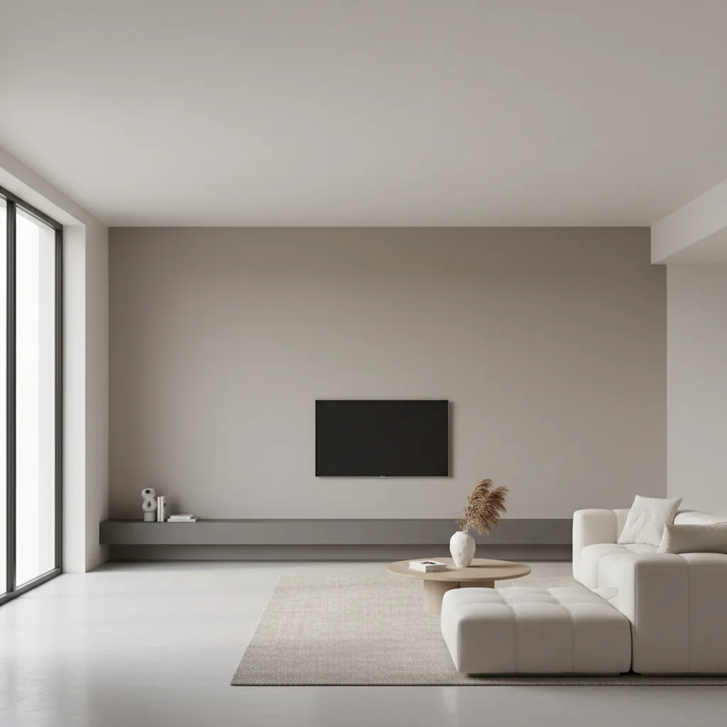 Large living room wall with small mounted TV and too much empty space