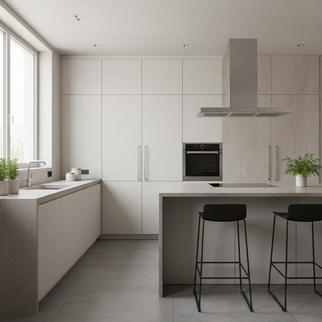 Encimera de piedra moderna en una cocina contemporánea