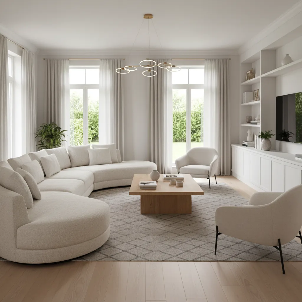 Large living room with Encore sectional sofa and balanced seating layout