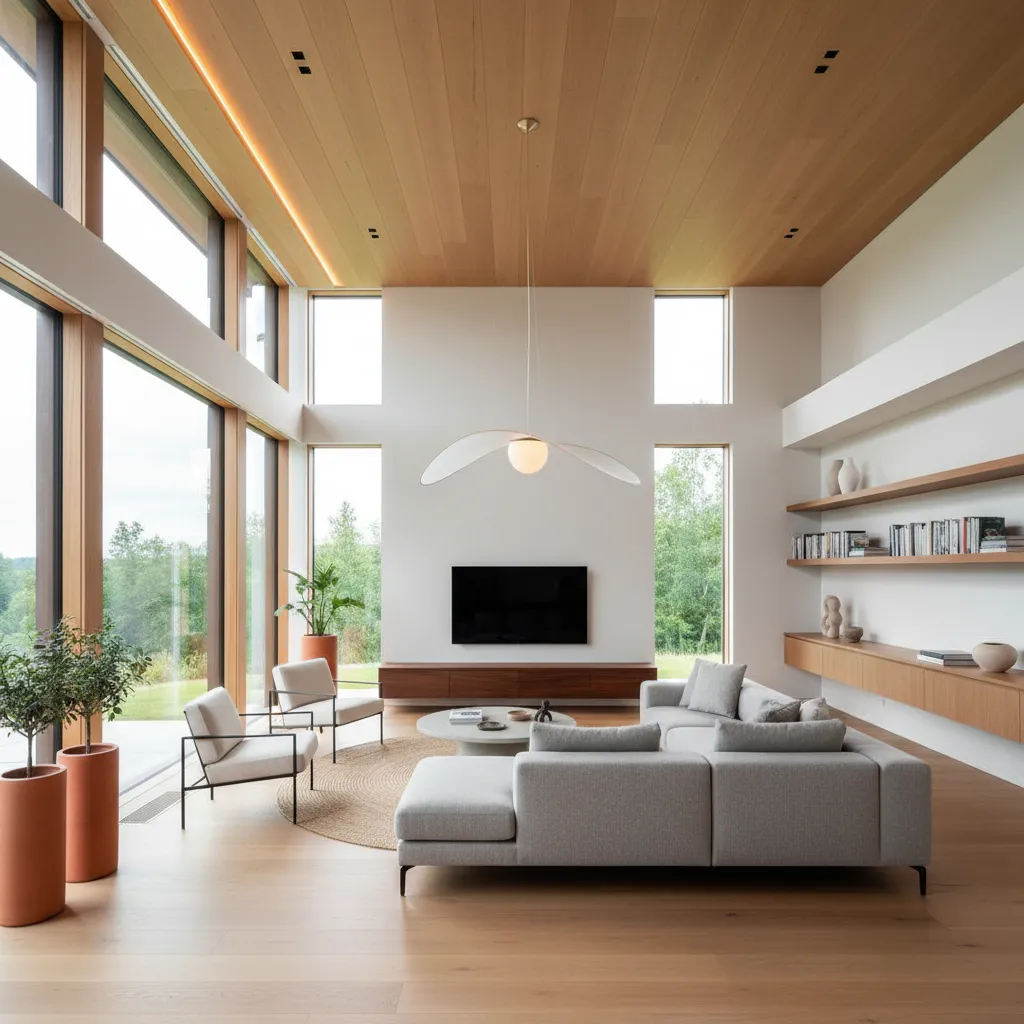 bright energy efficient home interior with large windows and insulation focused design