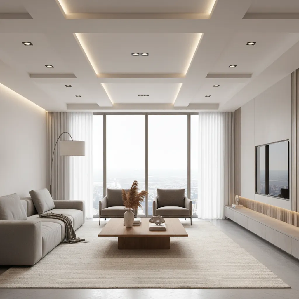 well planned living room lighting with daylight and layered fixtures