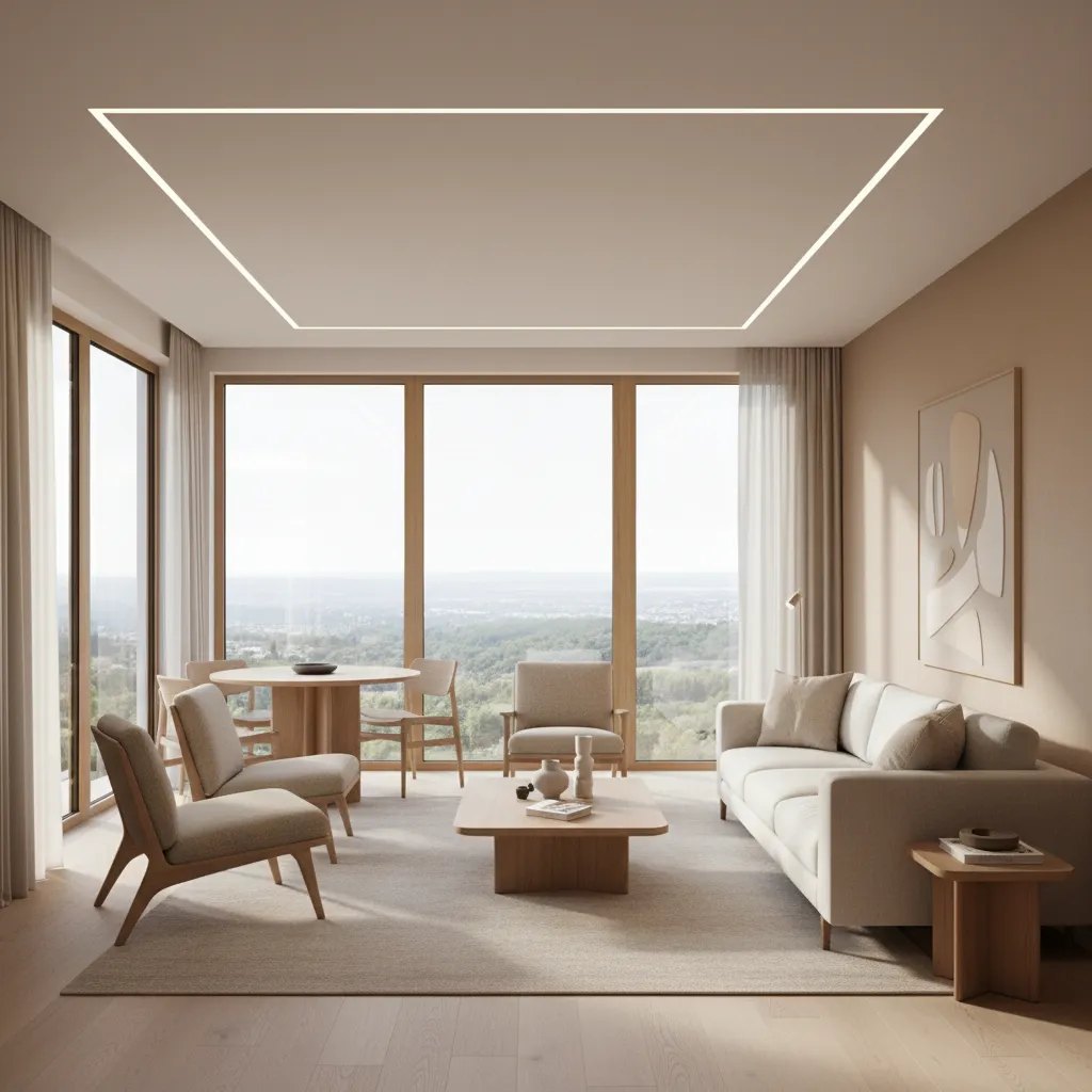 Bright energy efficient modern interior with large windows in a mid size home