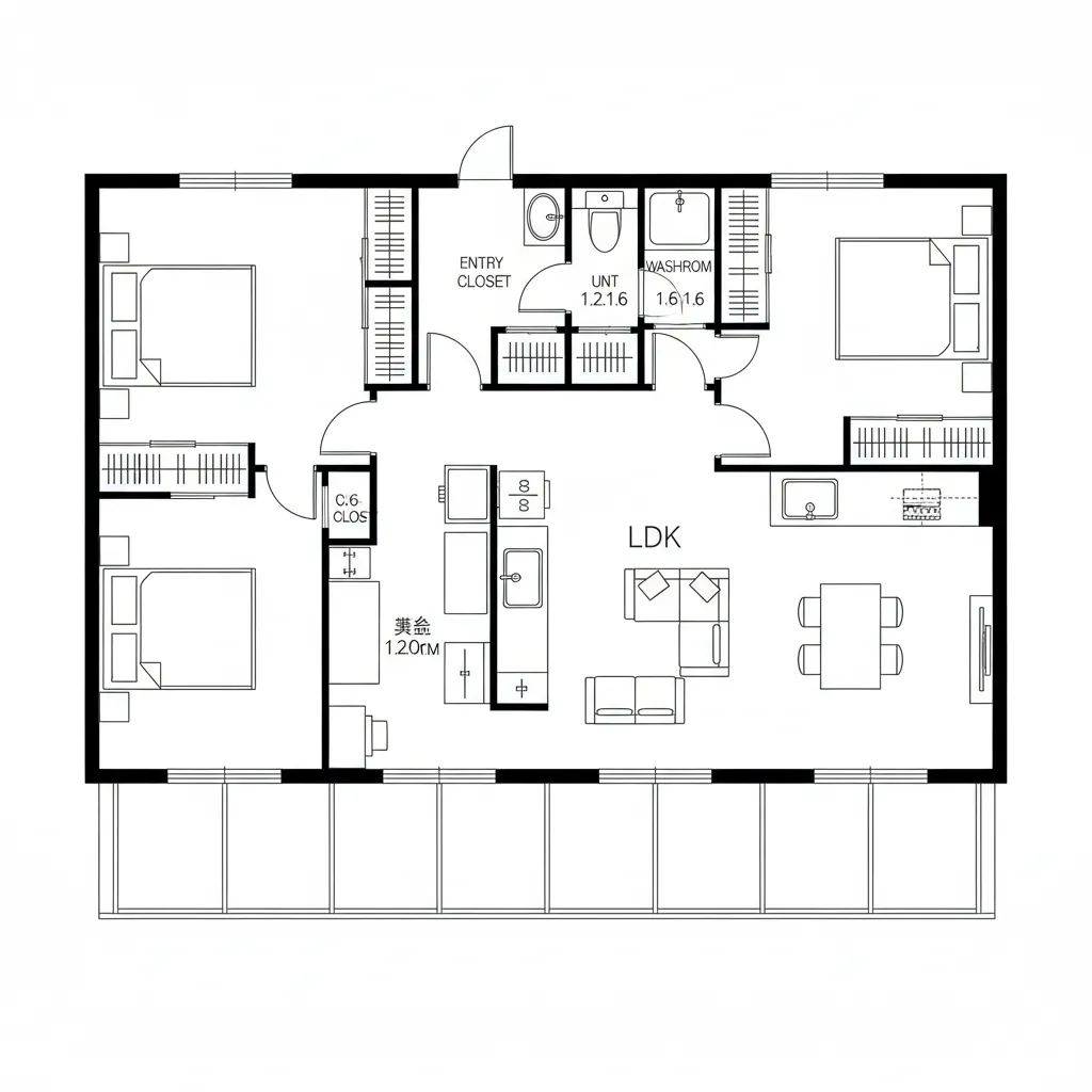 縁側連結型LDK＋コンパクト書斎