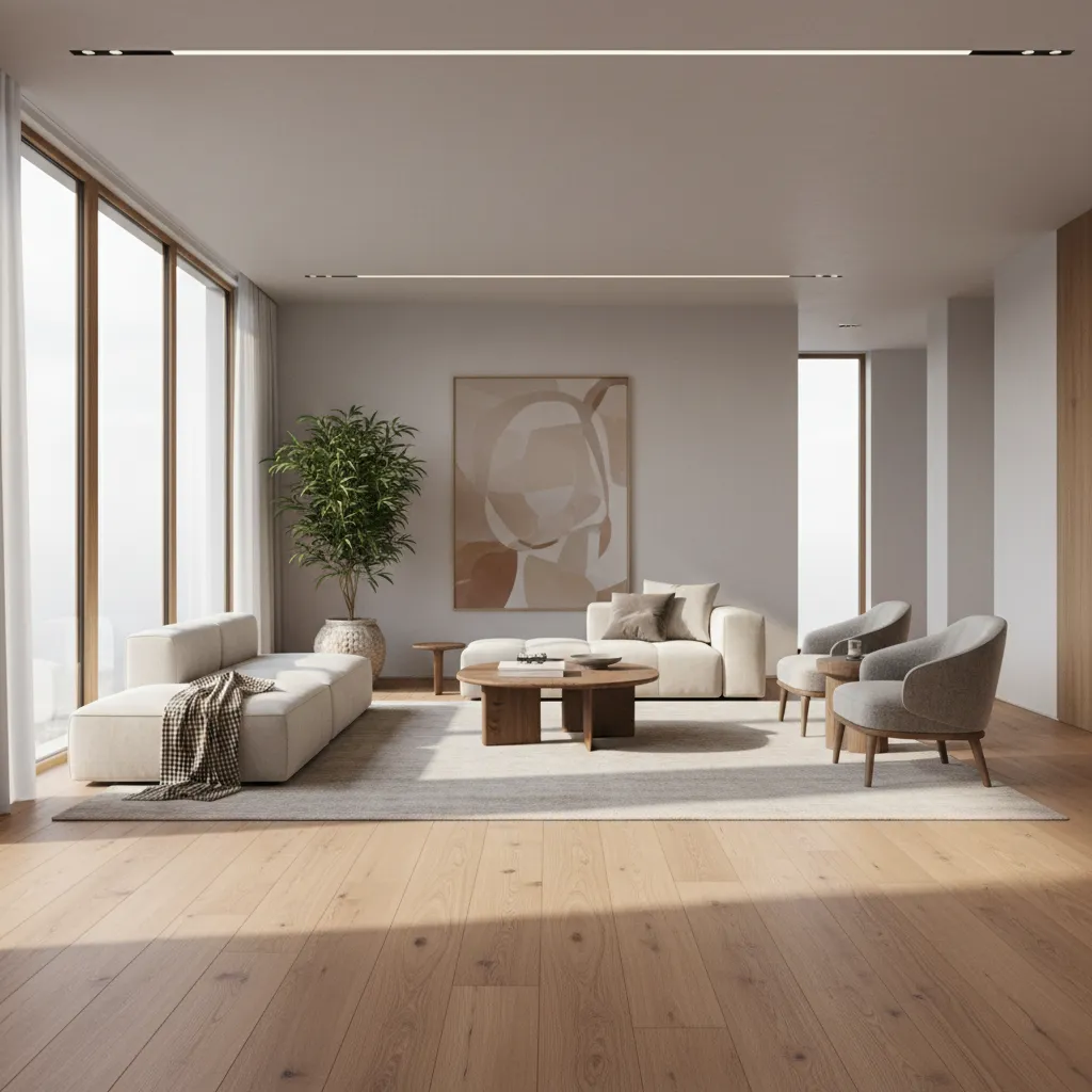 clean modern home interior with maintained engineered hardwood flooring