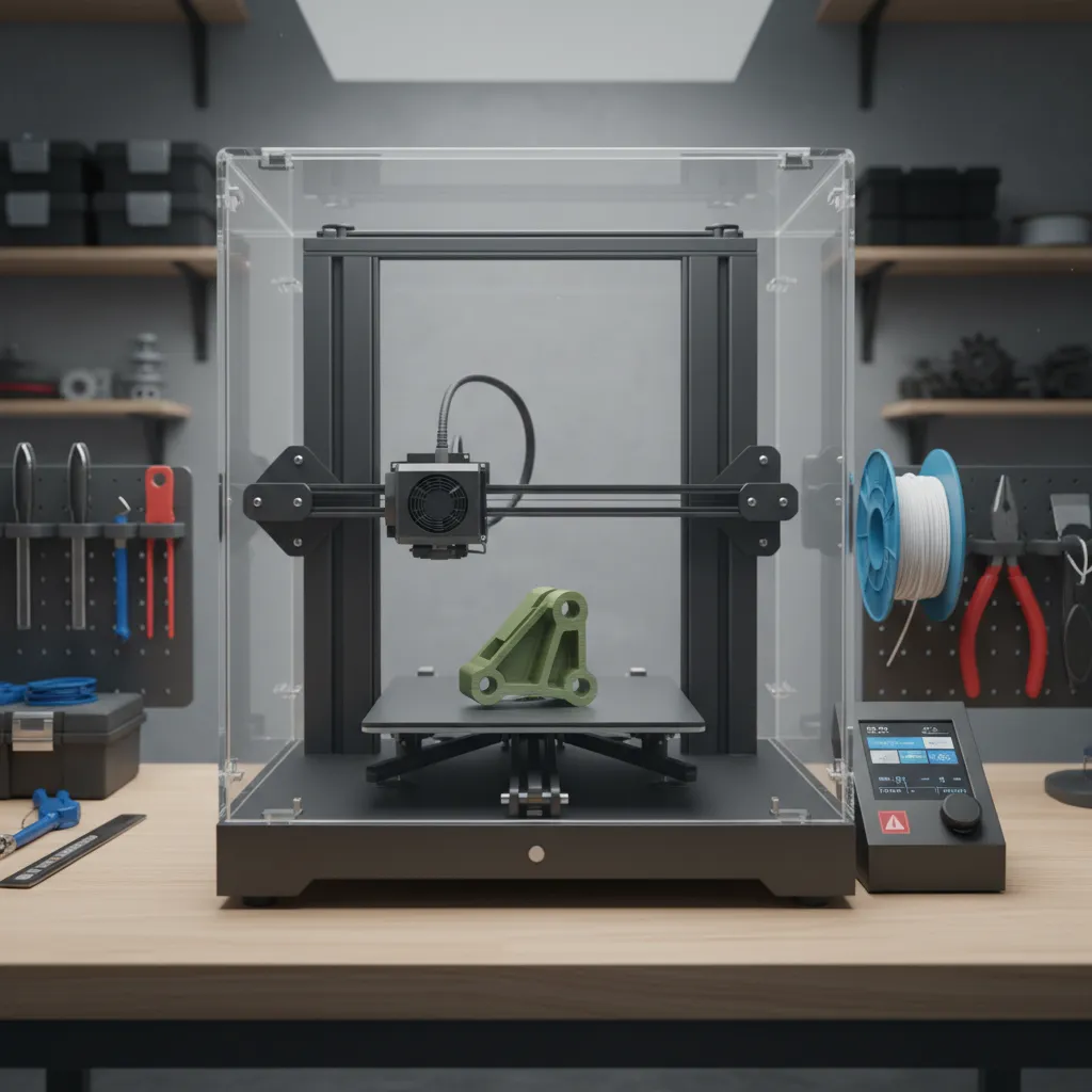 Small mechanical component prototype printed from an isolated section of a larger assembly
