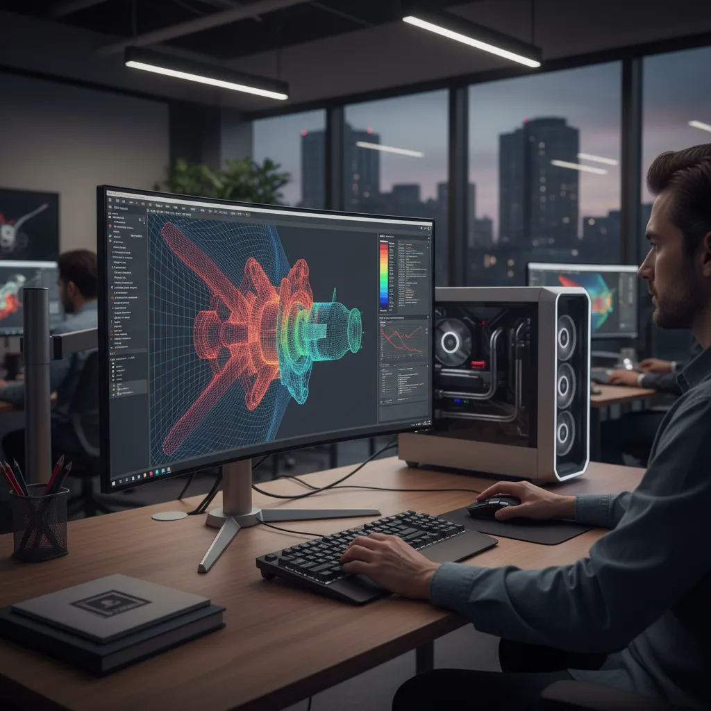 engineer optimizing mesh density of STL model for simulation software