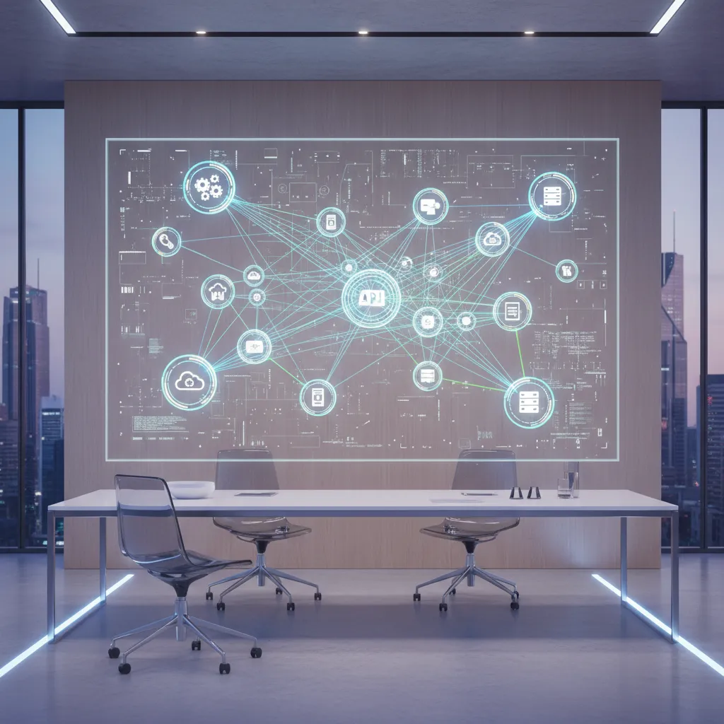Concept visualization of enterprise software integrations and connected systems