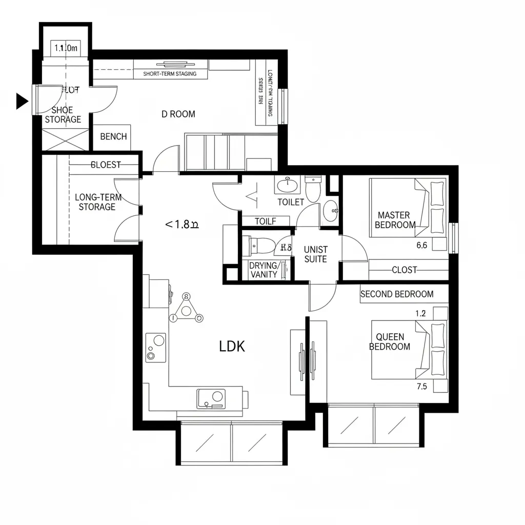 エントランス側にd roomを寄せる