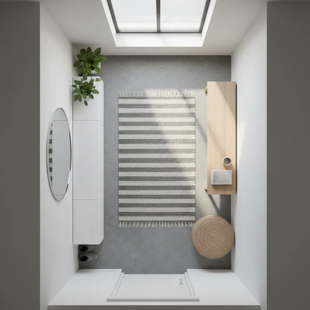 Apartment entry layout showing movement path and energy flow redirection