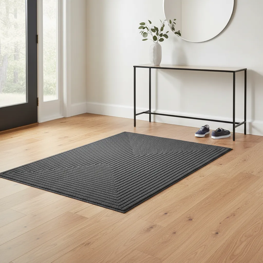 entry mat protecting polyurethane hardwood floor from dirt