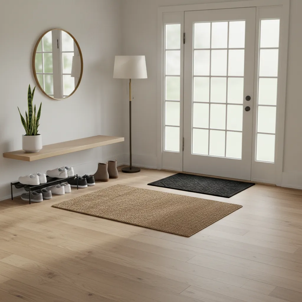 Entryway mat system preventing dirt from reaching luxury vinyl plank flooring