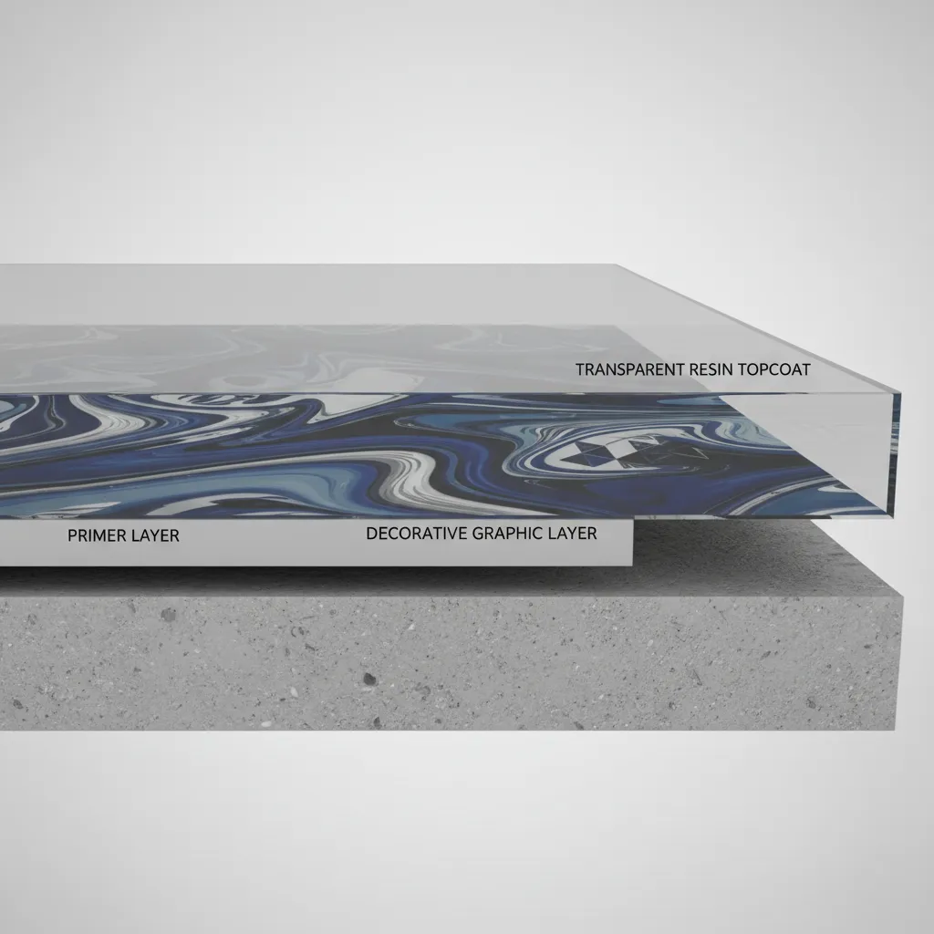 diagram style view of epoxy flooring installation layers