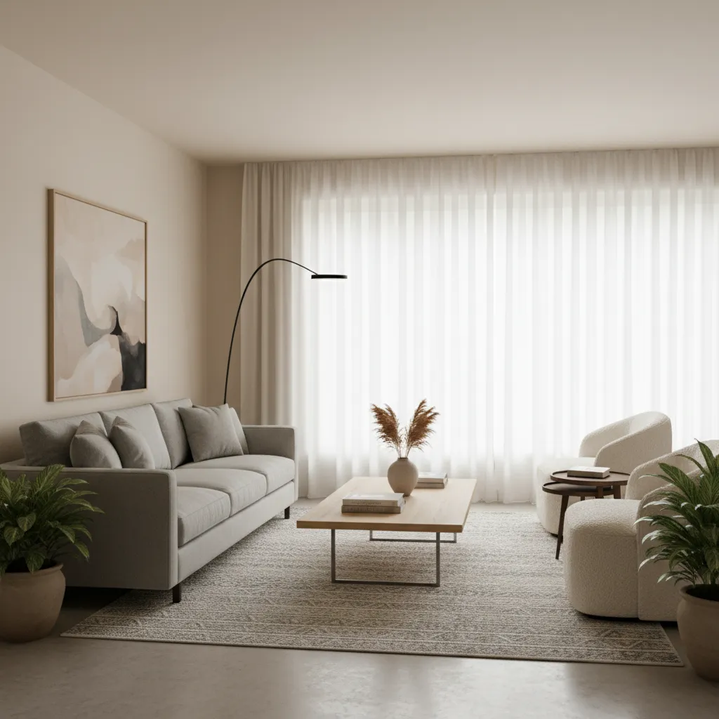Sala de estar con distribución equilibrada de muebles