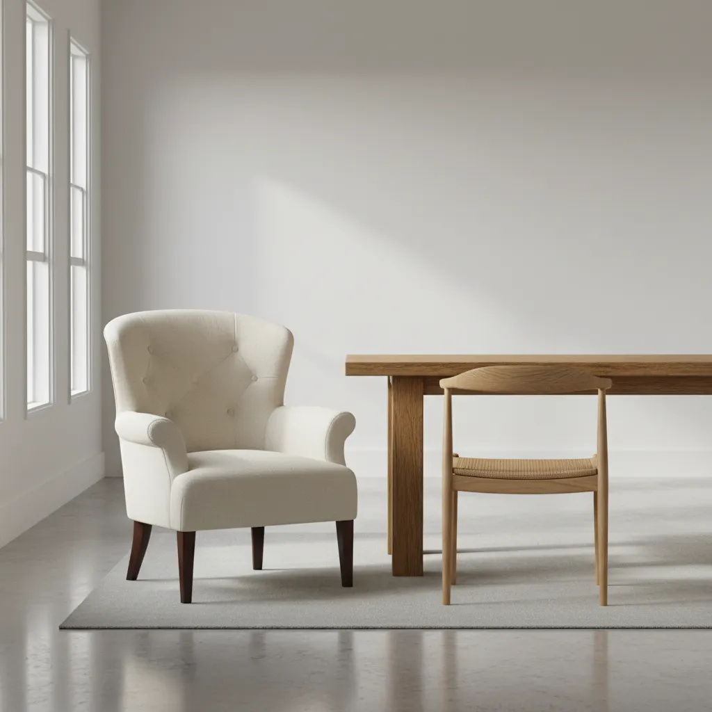 Comparison of captain chair with armrests and armless dining chair for comfort