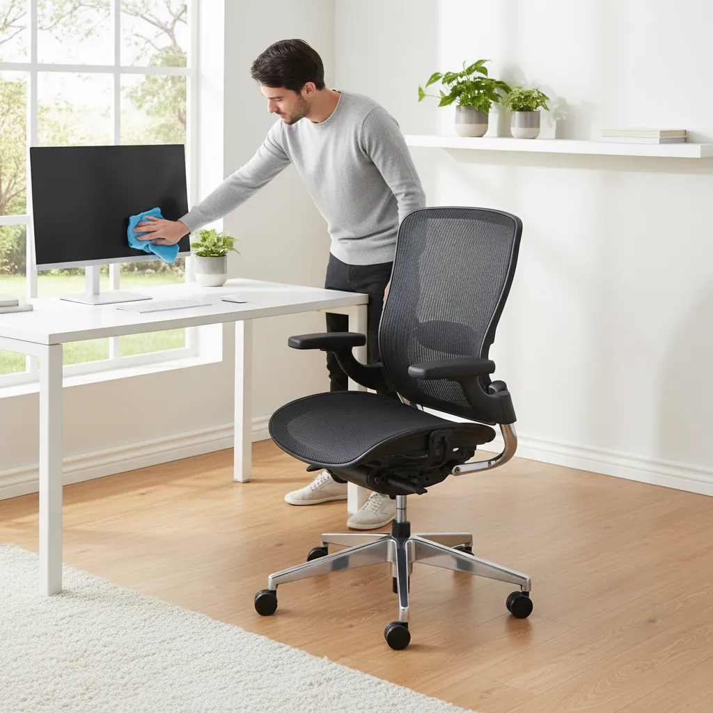 cleaning mesh ergonomic office chair with microfiber cloth