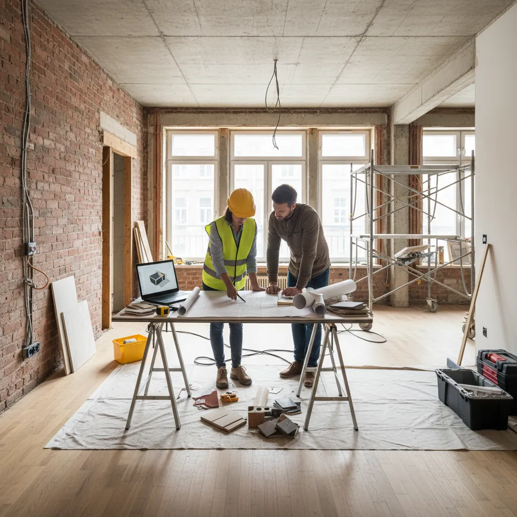 Reforma interior mostrando cambios estructurales en una vivienda