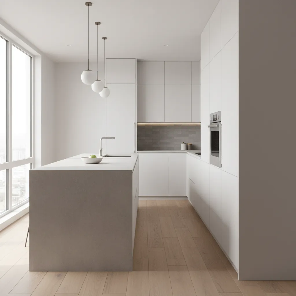 Simulación 3D mostrando problemas de espacio entre muebles