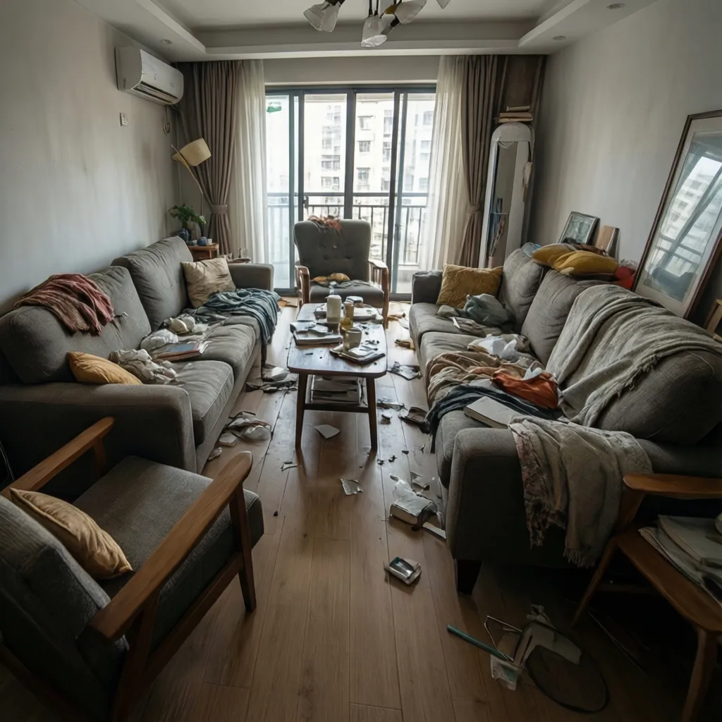 Diseño de salón con mala circulación entre muebles