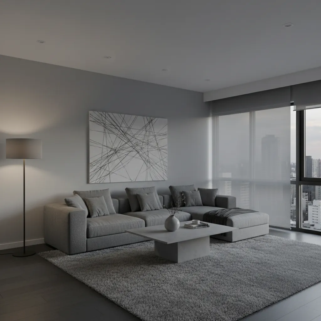 Interior con demasiados tonos grises y poco contraste