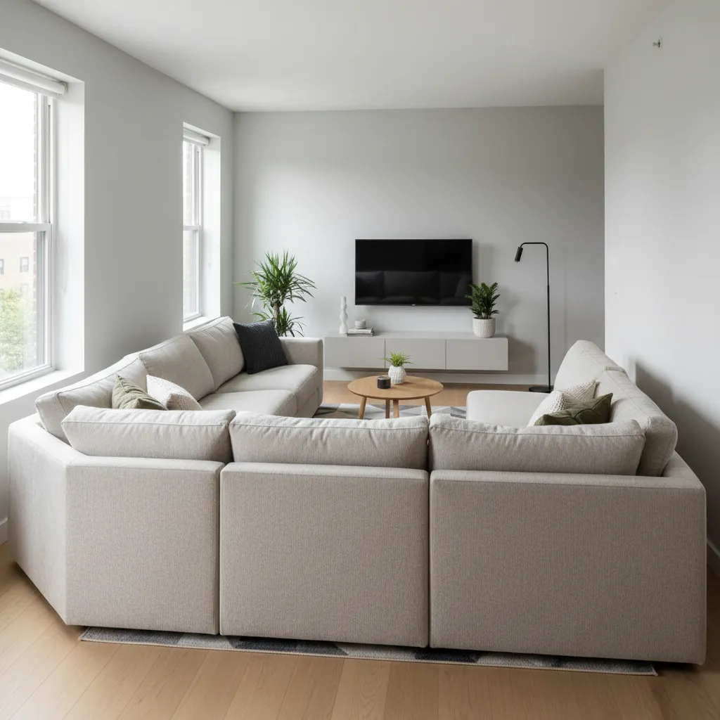 Ejemplo de salón pequeño con muebles demasiado grandes