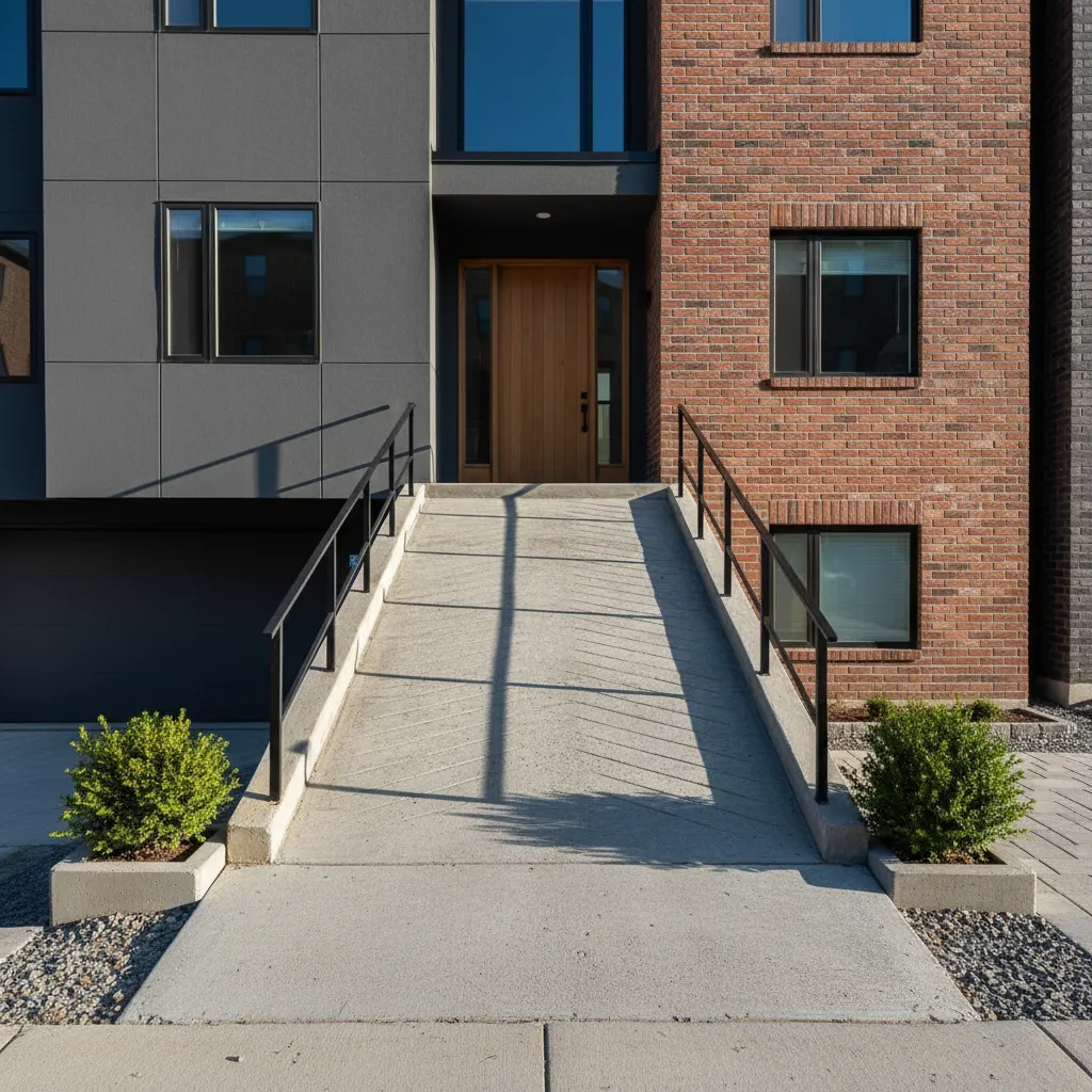 Rampa demasiado inclinada en la entrada de una vivienda