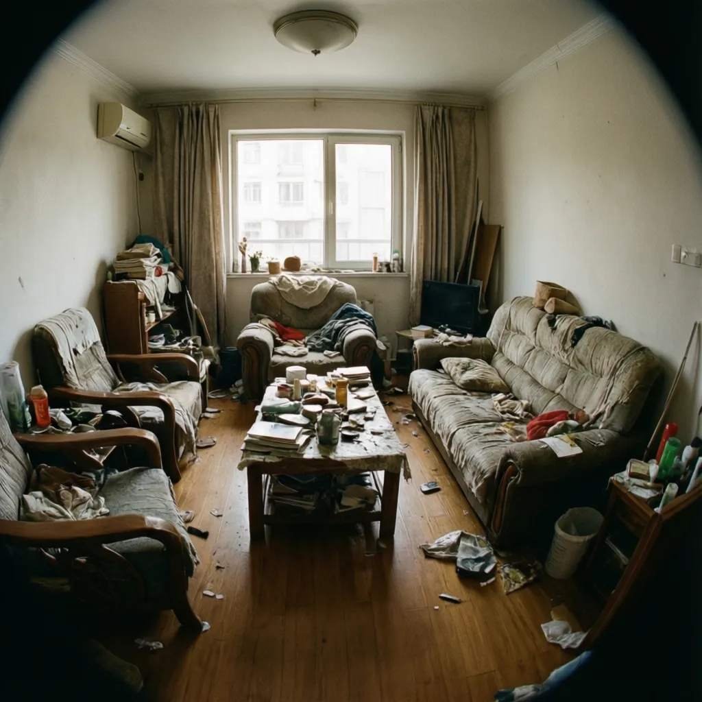 Sala con mala distribución de muebles y espacio mal aprovechado